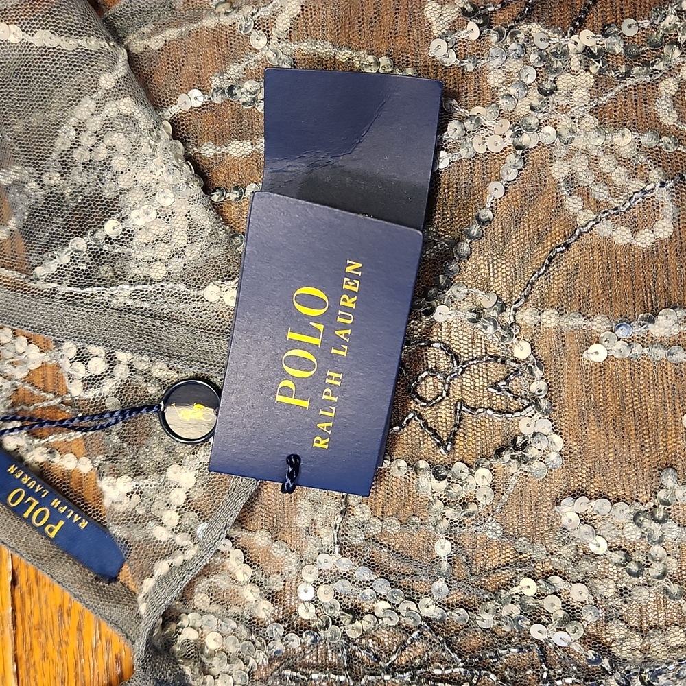 NWT STUNNING POLO RALPH LAUREN BLUE LABLE SHEER SEQUIN DRESS/ TUNIC - Picture 8 of 16